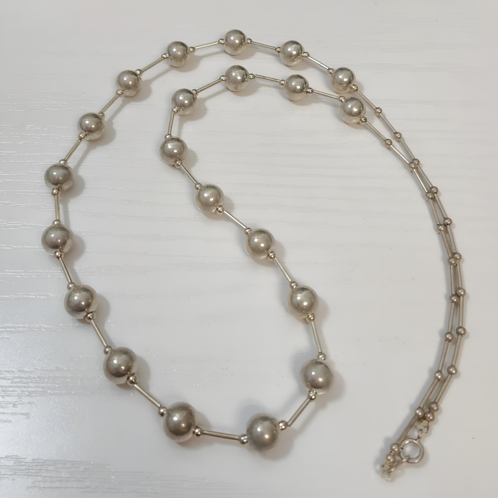Vintage Southwestern Sterling Silver Long Strand Pearl Seed Liquid Bead Necklace - Picture 13 of 13